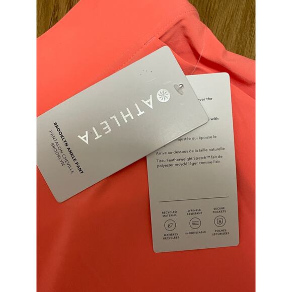 Athleta Brooklyn Ankle Pant Women's 18 Sunset Glow Pink Packable Pull On NWT - Picture 4 of 6